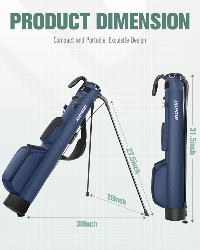 RIOROO Golf Stand Bag, Lightweight Par 3 Golf Bag Holds Up to 7 Clubs with Two Way Dividers Cooler Pocket Shoulder Strap and Multiple Storage Pockets for Men and Women - Image 4